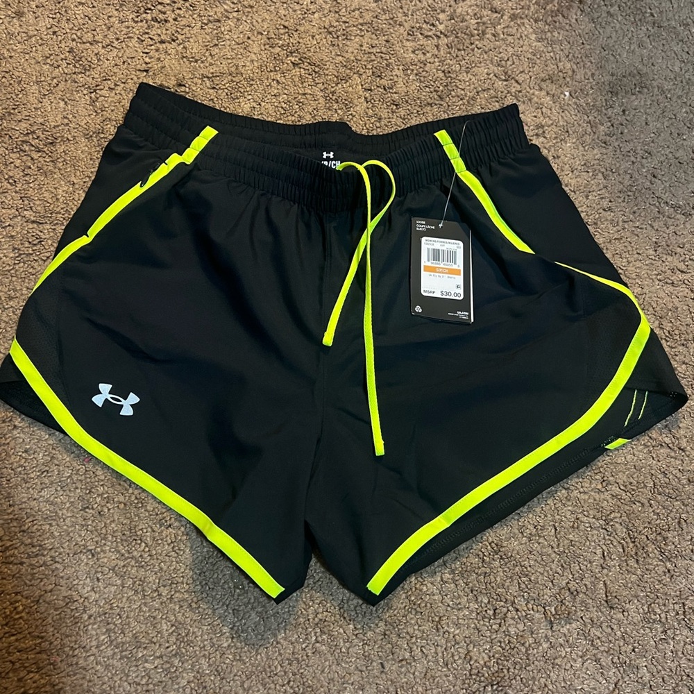 Under Armour Black Shorts with Neon Yellow Details